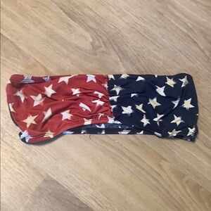 See You Monday Vibrant Red and Blue Bikini top also cute for festivals